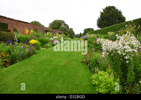 The formal planting in the herbaceous border at Arley Hall gardens Cheshire England UK Stock Photo