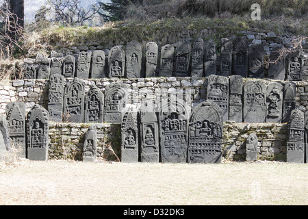 Nicholas Roerich Art Gallery, stone carvings, Manali, Himachal Pradesh, India Stock Photo