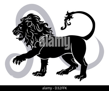 Illustration of Leo the lion zodiac horoscope astrology sign Stock Photo