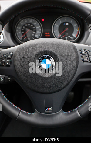 Steering wheel on the BMW M1, Winchester, UK Stock Photo