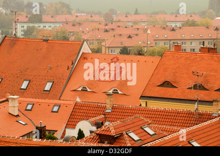 The red tiled roofs of Mikulov in Moravia Czech Republic Stock Photo