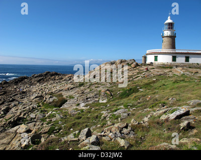 Cabo and faro de Corrubedo,lighthouse,La Coruna province,Galicia,Spain Stock Photo