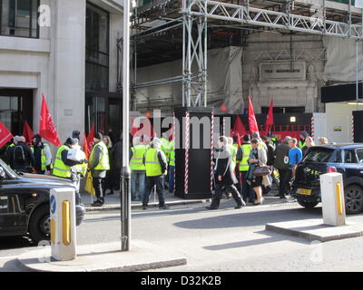 London, UK. 7th February 2013. Lorry drivers protesting over job losses at Howden Joinery. London, UK 7th February 2013 Credit:  Ashok Saxena / Alamy Live News Stock Photo