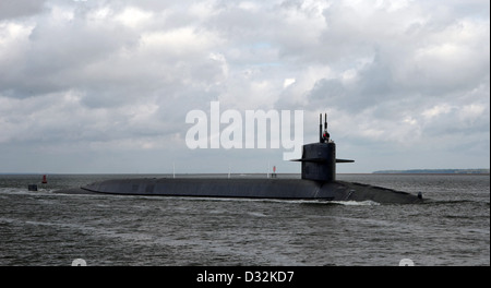 The Ohio-class ballistic-missile submarine USS Wyoming departs Naval Submarine Base Kings Bay, Ga. Stock Photo