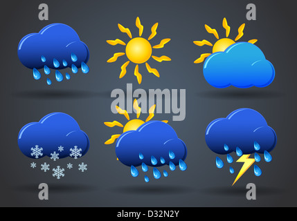 Weather icon sign set on gray Stock Photo