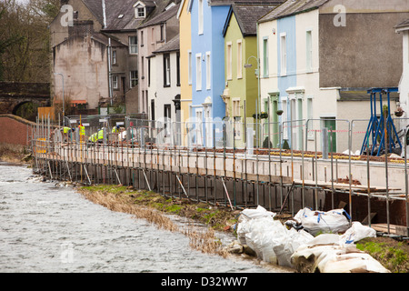 The new flood defences in Cockermouth, Cumbria, UK, being built after the disastrous 2009 floods Stock Photo