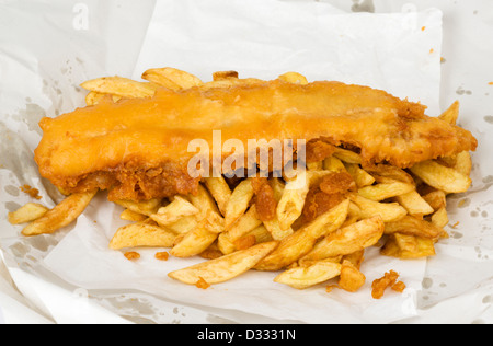 Take-away fish and chips Stock Photo