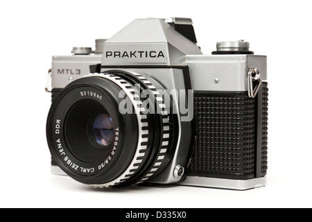 Vintage late 1970's Praktica MTL3 single lens reflex (SLR) 35mm film camera, made by Pentacon in East Germany (DDR) Stock Photo