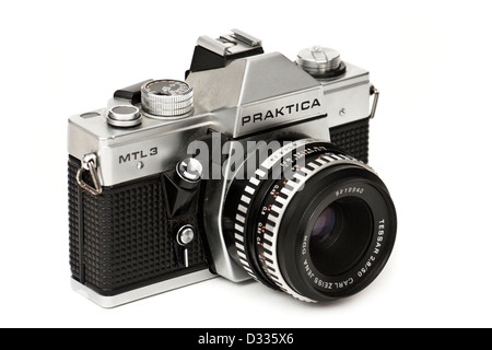 Vintage late 1970's Praktica MTL3 single lens reflex (SLR) 35mm film camera, made by Pentacon in East Germany (DDR) Stock Photo