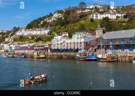 Small ferry on River Looe at Looe in Cornwall, England, UK, Europe. Stock Photo