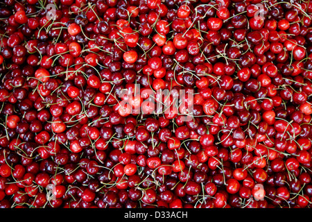 Sweet cherries displayed at local market. Selcuk, Izmir province, Turkey. Stock Photo