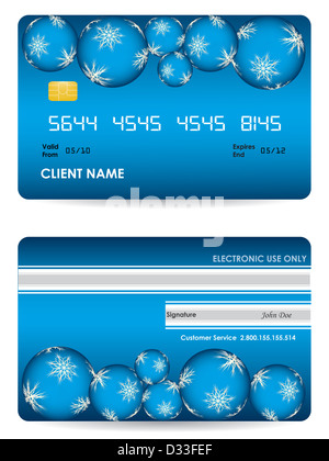 Vector credit card, front and back view - christmas edition Stock Photo