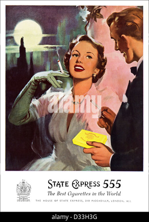 Original 1950s vintage print advertisement from English magazine advertising STATE EXPRESS 555 cigarettes Stock Photo
