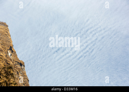 Jet stream winds over the Annapurna Himalayas in Nepal. Stock Photo