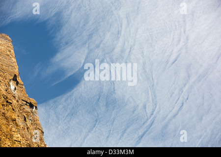 Jet stream winds over the Annapurna Himalayas in Nepal. Stock Photo