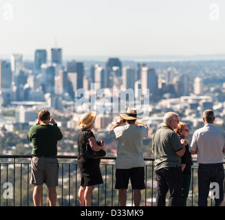 Brisbane, Australia - Tourists looking out over the city from the summit of Mount Coot-Tha Stock Photo