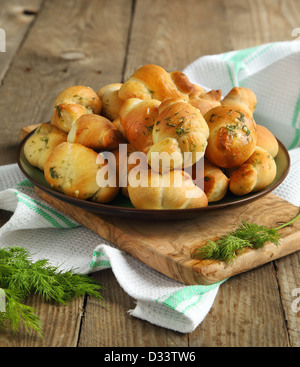 Garlic bread buns seasoned with dill Stock Photo