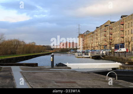 Forth and Clyde canal lock system at Speirs Wharf, Glasgow, Scotland, UK, Europe Stock Photo