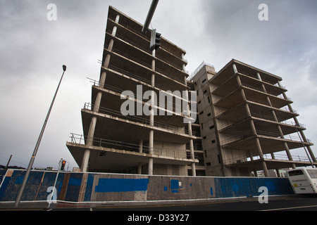 Abandoned premises of the planned new headquarters of Anglo Irish Bank at Spencer Dock, Dublin, Ireland. Stock Photo