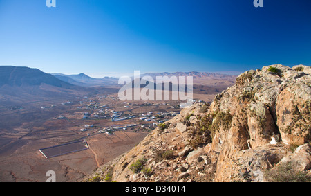 Inland Fuerteventura, village of Tindaya seen from the mountain bearing the same name Stock Photo