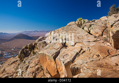 Inland Fuerteventura, village of Tindaya seen from the mountain bearing the same name Stock Photo