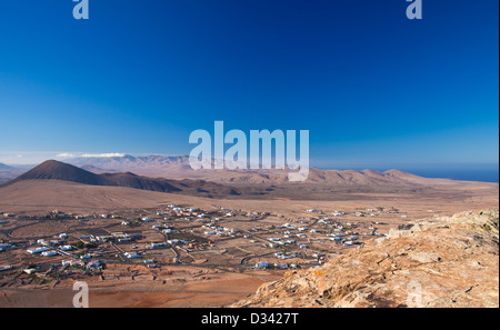 Inland Fuerteventura, village of Tindaya seen from the mountain bearing the same name Stock Photo