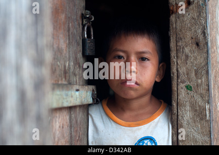 A Matses Mayorunas young boy, Amazonian Peru Stock Photo - Alamy