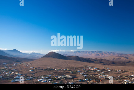 Inland Fuerteventura, village of Tindaya seen from the mountain bearing the same name Stock Photo