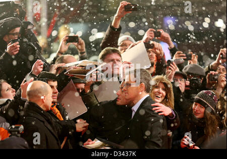 US actor Matt Damon arrives for the premiere of the movie 'Promised Land' during the 63rd annual Berlin International Film Festival, in Berlin, Germany, 08 February 2013. The movie is presented in competition at the Berlinale running from 07 to 17 February. Photo: Kay Nietfeld dpa Stock Photo