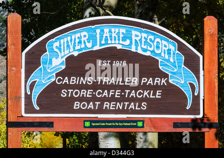 Sign at the Silver Lake Resort, Inyo National Forest, California USA