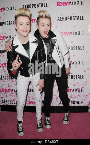 New York, USA. 7th February 2013. Jedward at arrivals for Teen Vogue 10th Anniversary Party, Aeropostale Store in Times Square, New York, NY February 7, 2013. Photo By: Kristin Callahan/Everett Collection/Alamy Live News Stock Photo