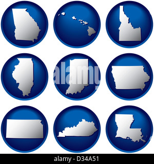 Nine United States Buttons Stock Photo