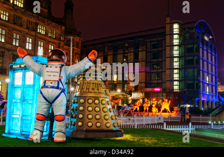 Christmas Illuminations in the Peace Gardens,Sheffield,South Yorkshire Stock Photo