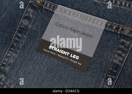 Close Up Of Label On Calvin Klein Straight Leg Jeans Stock Photo ...