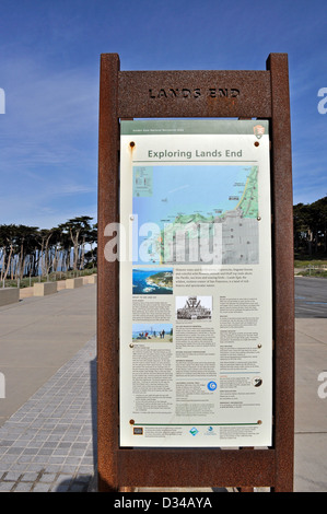 Lands End information map sign in Golden Gate National Recreation Area, San Francisco Stock Photo