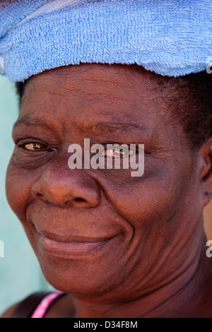 Portrait of a woman from Vieux Fort, St Lucia Stock Photo