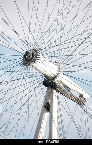 Close up of The London Eye, height of 135 metres and the biggest Ferris wheel in Europe. [ Editorial use only ] Stock Photo