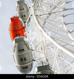 Close up of The London Eye, height of 135 metres and the biggest Ferris wheel in Europe. [ Editorial use only ] Stock Photo