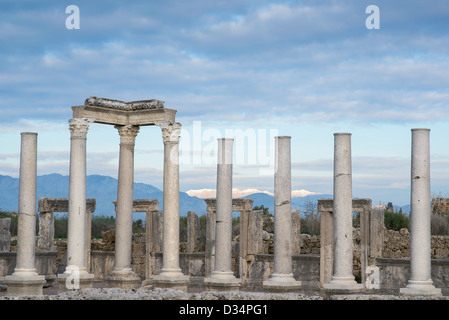 Pillars at the ancient greek/roman city of Perge (Perga), province of Antalya, modern day Turkey. Stock Photo