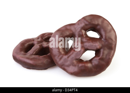 chocolate cookie bagel on white background Stock Photo
