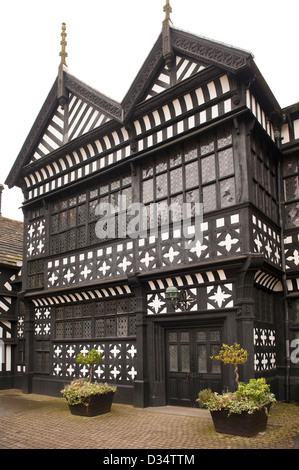 front view bramhall hall elizabethan manor house in stockport greater manchester england uk Stock Photo