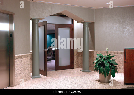 Office Lobby With Door Leading To Conference Room, Philadelphia, USA Stock Photo