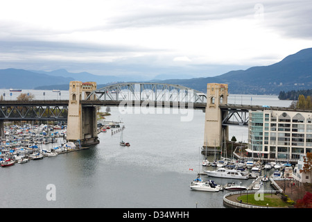 The Burrard Street Bridge over false creek Vancouver BC Canada Stock Photo