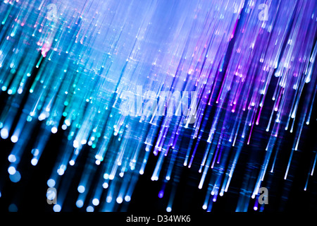 Fiber optics close-up, modern computer communication technology Stock Photo