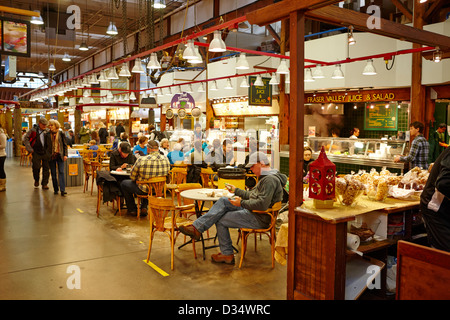 food court inside granville island public market Vancouver BC Canada Stock Photo