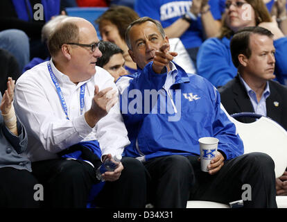 Feb. 9, 2013 - Lexington, KY, USA - Joe Craft, left, talked with Speaker of the House, John Boehner, as Kentucky defeated Auburn 72-62  on February 9, 2013 in Lexington, Ky. Photo by Mark Cornelison | Staff (Credit Image: © Lexington Herald-Leader/ZUMAPRESS.com) Stock Photo