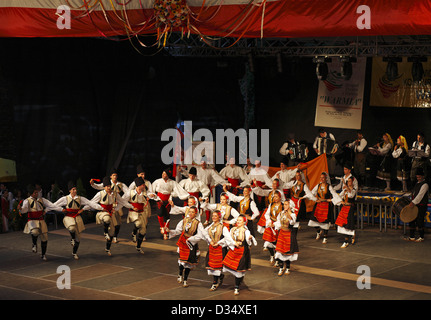 Serbian folk dance performance Stock Photo