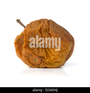 Old rotten apple on white isolated background, unhealthy to eat Stock ...