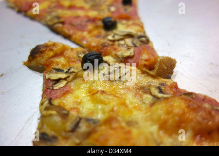 Close up shot of two slices of pizza Stock Photo