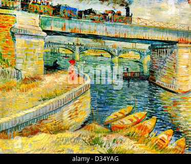 Vincent van Gogh, Bridges across the Seine at Asnieres. 1887. Post-Impressionism. Oil on canvas. Bührle Foundation, Zürich Stock Photo